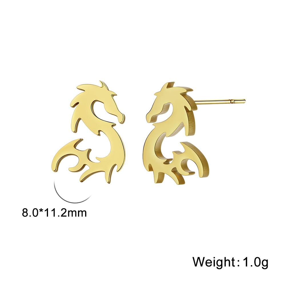 My Shape Punk Dragon Totem Stud Earrings for Men Women Hippop Black Color Stainless Steel Earring Vintage Jewelry Celtics Amulet
