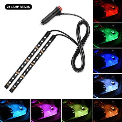 Led Bar Podsvietenie interiéru auta Ambientná nálada Nožné svetlo s cigaretovým zapaľovačom Dekoratívna atmosférická lampa Auto príslušenstvo 12v