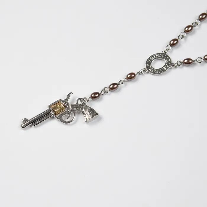 Revolver Beads Necklace (Silver & Grey)