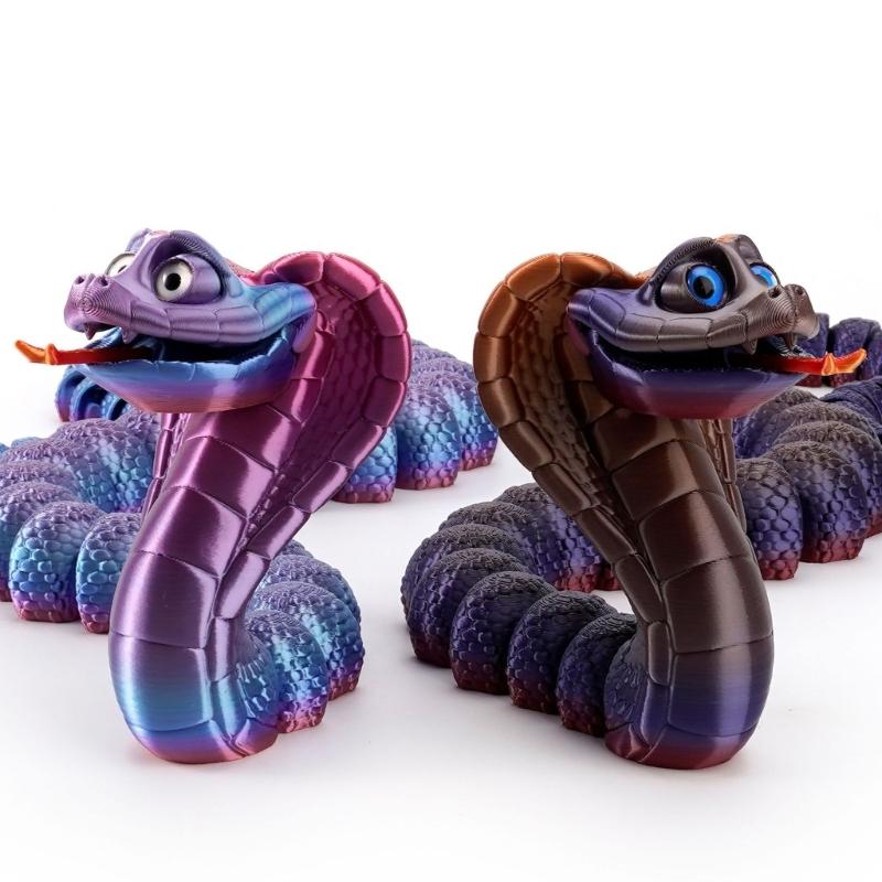 Flexible Joints Articulated Cobras Fidgety Toy Table Decors 3D Printed Crazys Cobras ,Realistic Crazys Cobras Statues