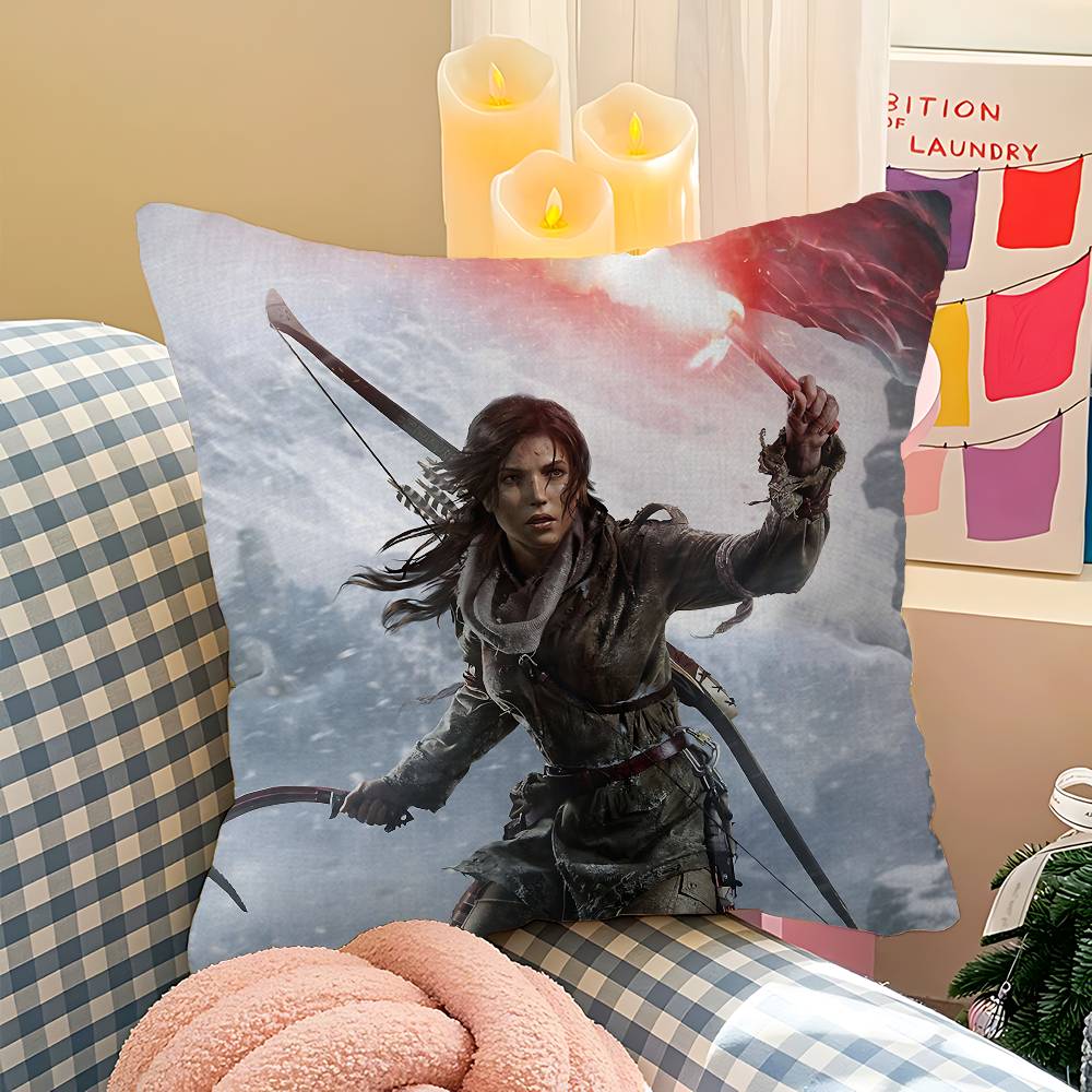 Action Game T-Tomb R-Raider Cushion Cover Car Throw Pillow Case For Sofa Car Christmas Gift 40X40Cm 45X45Cm