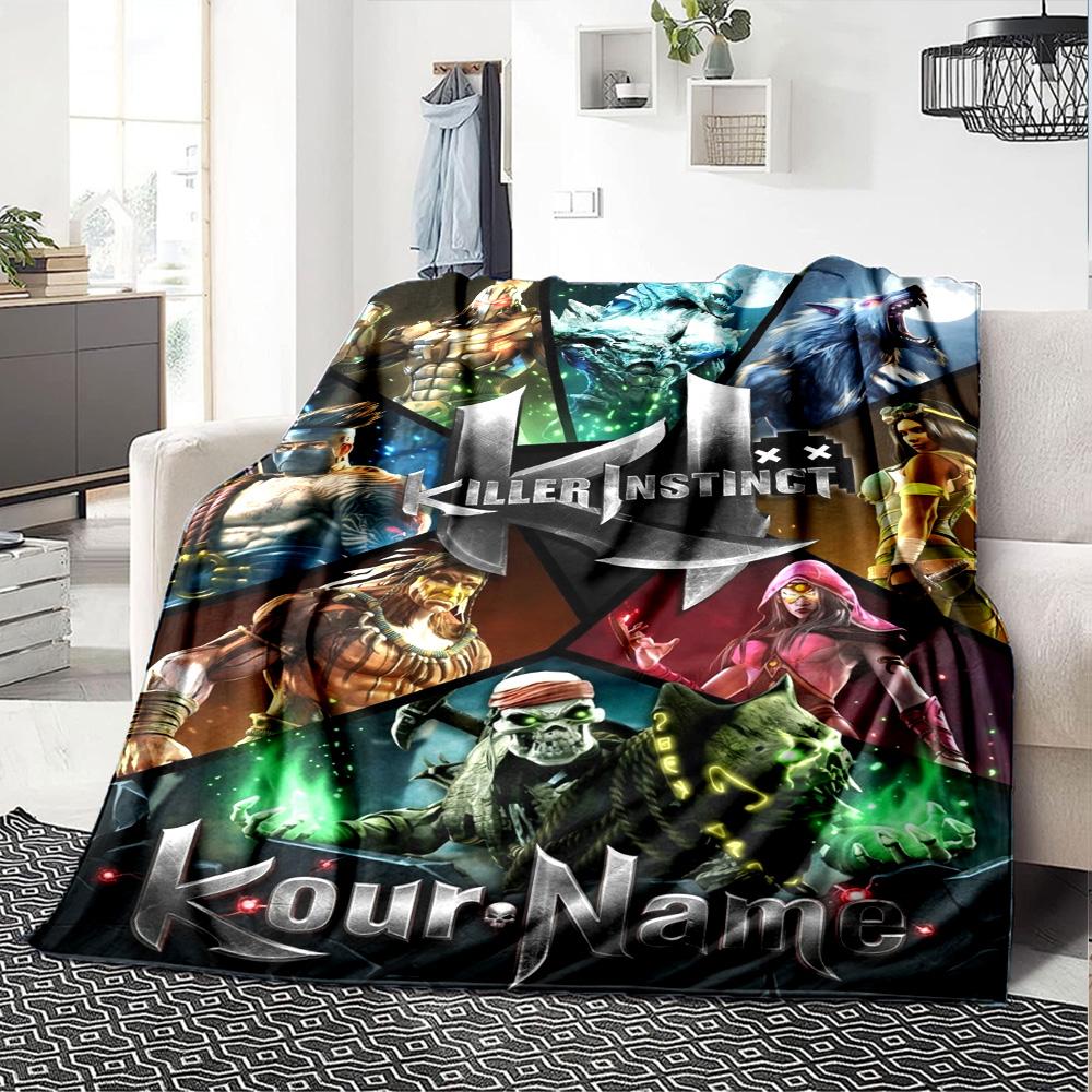 Name Custom KILLER INSTINCT Print Flannel Blanket High Quality Warm Comfortable Cover for All Seasons Perfect for Gifts Home Decor