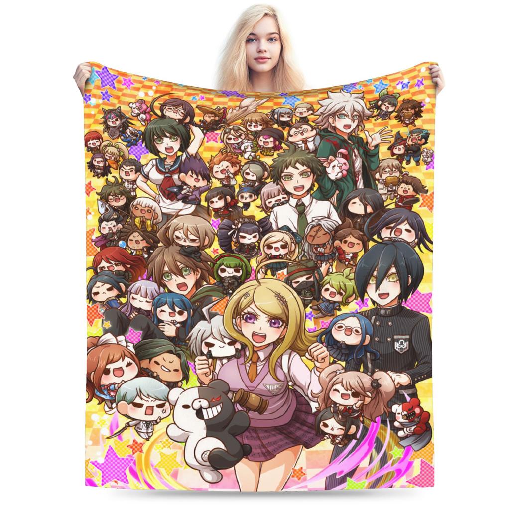 Anime Danganronpa Kawaii Blanket  Soft Novelty Plush Throw Blanket For Child Couch Chair Sofa Bed Flannel Bedspread Bed Cover