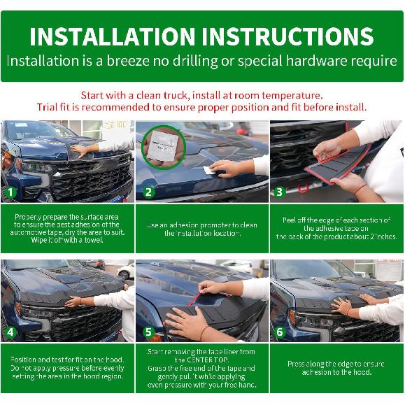 Xipoo Hood Protector Compatible With 2015- Ford F150 Hood Deflector TPE Shield Replacement For 2015 2016 2017 2018   Ford F-150 Accessories