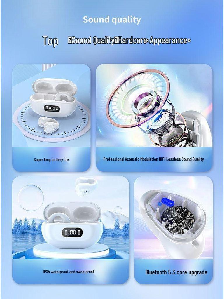 X22 Clip-On Q80 Headphones: 2025 Bluetooth Model with High Sound Quality, Ultra-Long Battery Life, and In-Ear Design.
