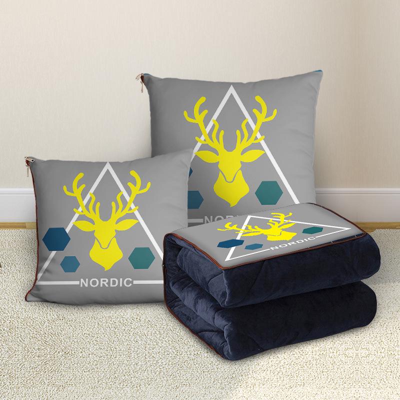 Custom Cartoon Plush Throw Pillow Blanket with Fleece Lining