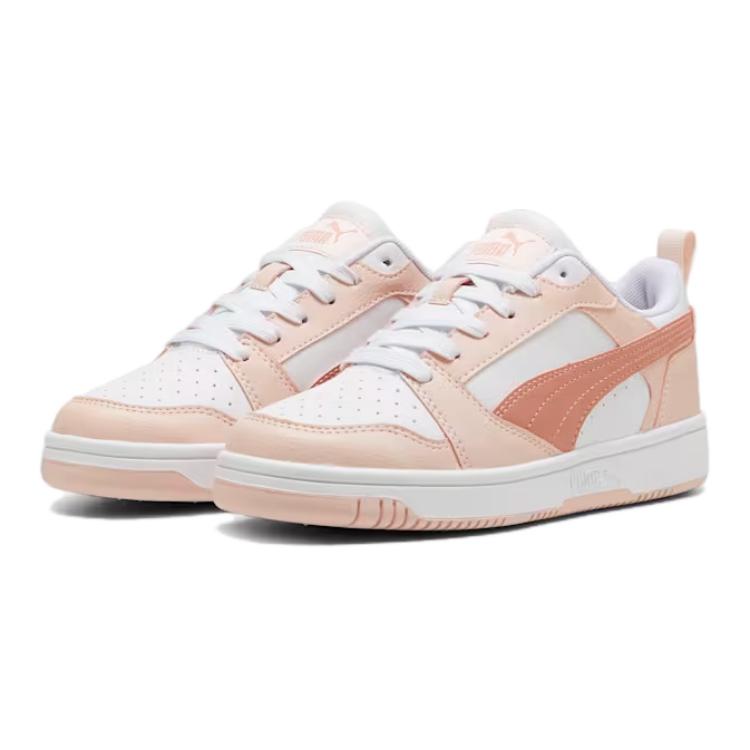 PUMA Rebound V6 Abrasion Resistant Low top Kids' Skateboarding Shoes Pink White Teenagers 393833-17