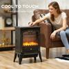 Electric Fireplace Stove Heater with 3D Flame Effect, 2000W/1000W, Freestanding Portable Fireplace with Adjustable Thermostat