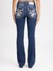 Retro Y2K slim fit denim broek met geborduurde streetstyle voor dames