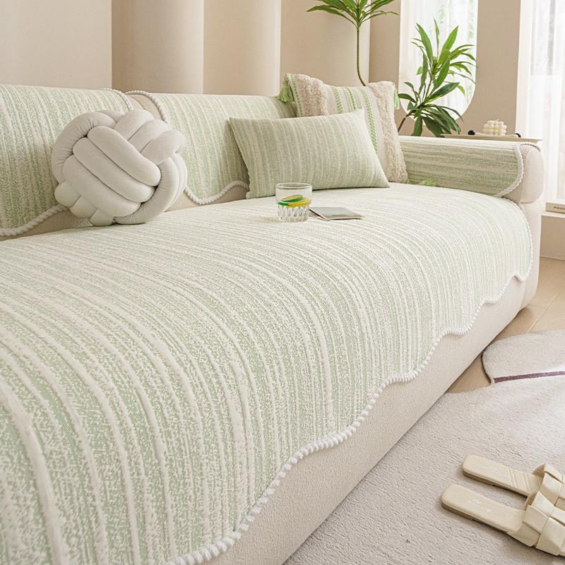 Cooling Ice Silk Sofa Cushion Non-Slip Cover Leather Sofas Solid Color