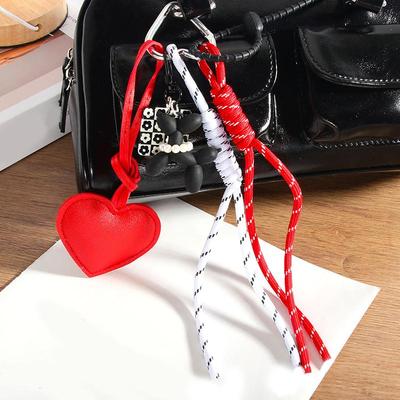 Red Heart Faux Leather Mini Backpack Hanging Handbag Pendant Bag Pendant Bags Accessories