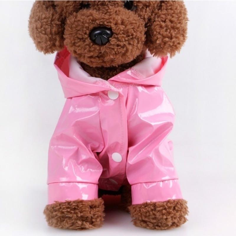 Reflektierender PU Welpen Haustier Regenmantel Wasserdichte Hundejacke Kapuzenregenmantel für Hunde mit Leinenöffnung Kleidung für kleine Hunde Katzen