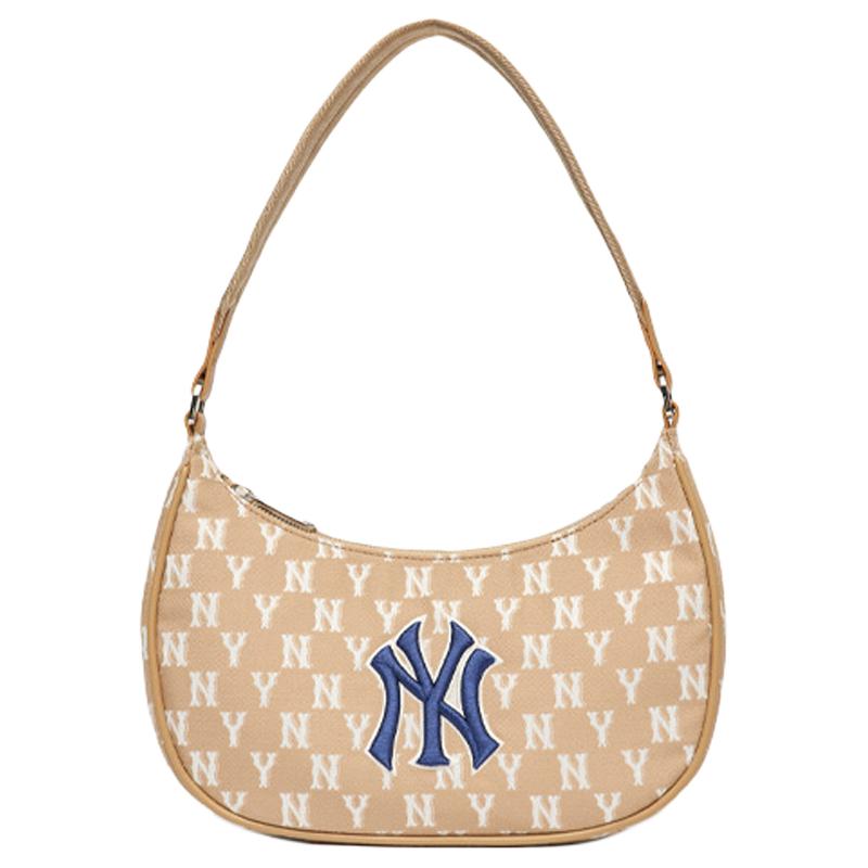 New MLB Monogram Collection Artificial Leather Polyester Shoulder Bag, Pochette, Shoulder Bag Women's Cream Latte 3ABQS012N-50BGD