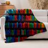 1Pc Monet-Inspired Bookshelf Print Plush Blanket - Thick All-Season Soft Bedspread With Multicolor Book Pattern (Monet'S Library