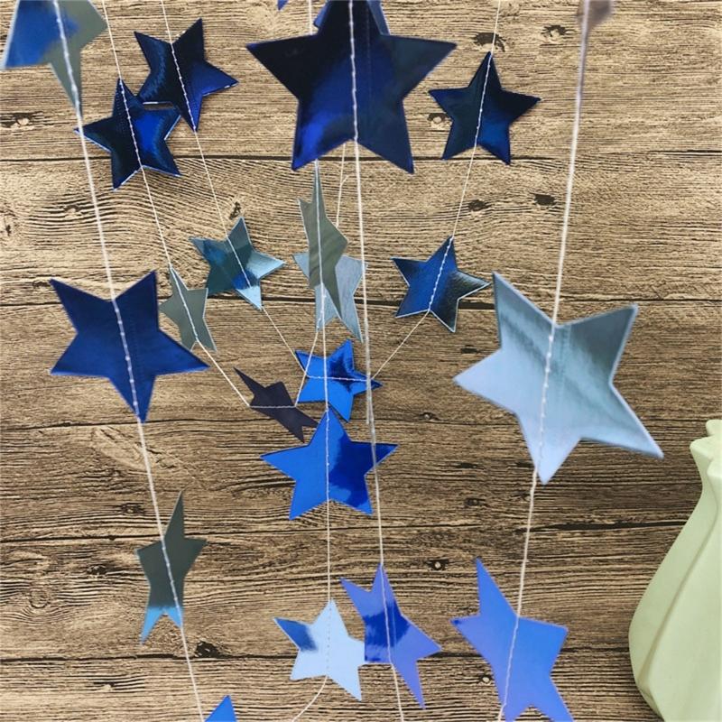 Elegant Star Garlands Decoration Glitters Paper Streame Festival Ornament for Birthday Party Supplies Daily Casual Use