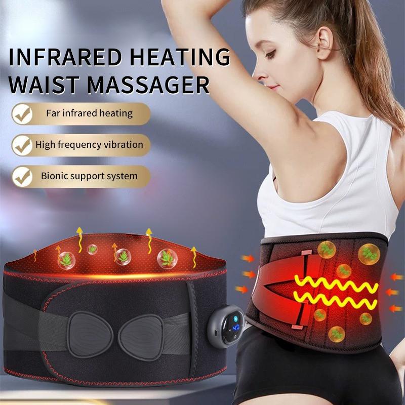 Abdomen Warmer Wireless Far Infrared Heating Lumbar Massager High Frequency Vibration Waist Massage Belt Heating Pad