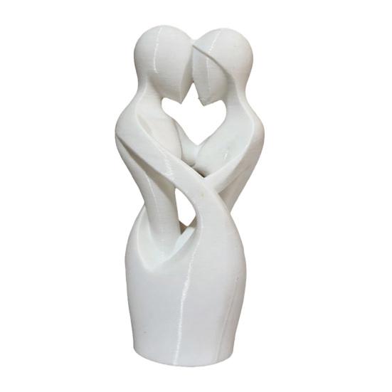 

3D-Printed Minimalist Couple Ornament with Heart Cutout Smooth Delicate Lines Black White Desktop Keepsake Romantic Home Decor Gift белый