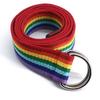 Woven Rainbow Webbing Jeans Belt Trendy Pants Belt Female Couple Trendy Personality Double Ring Buckle Belt