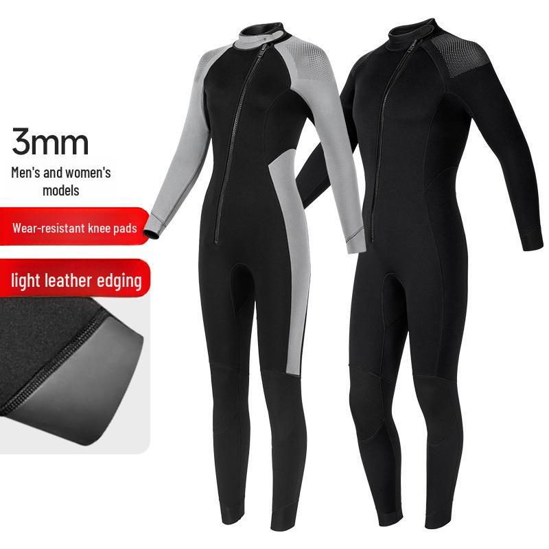 

3MM Unisex Diving Suit: Warm, Long-Sleeve, Cold-Proof Snorkeling & Surfing Wetsuit, Jellyfish Protection for Winter Swimming XXL