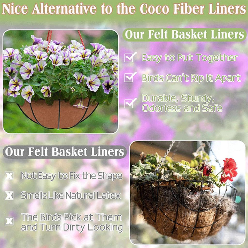 3pcs Round Felt Hanging Basket Liner Flowerpot Pad for Petunias Strawberries Planting Home Balcony Decoration Garden Supplies