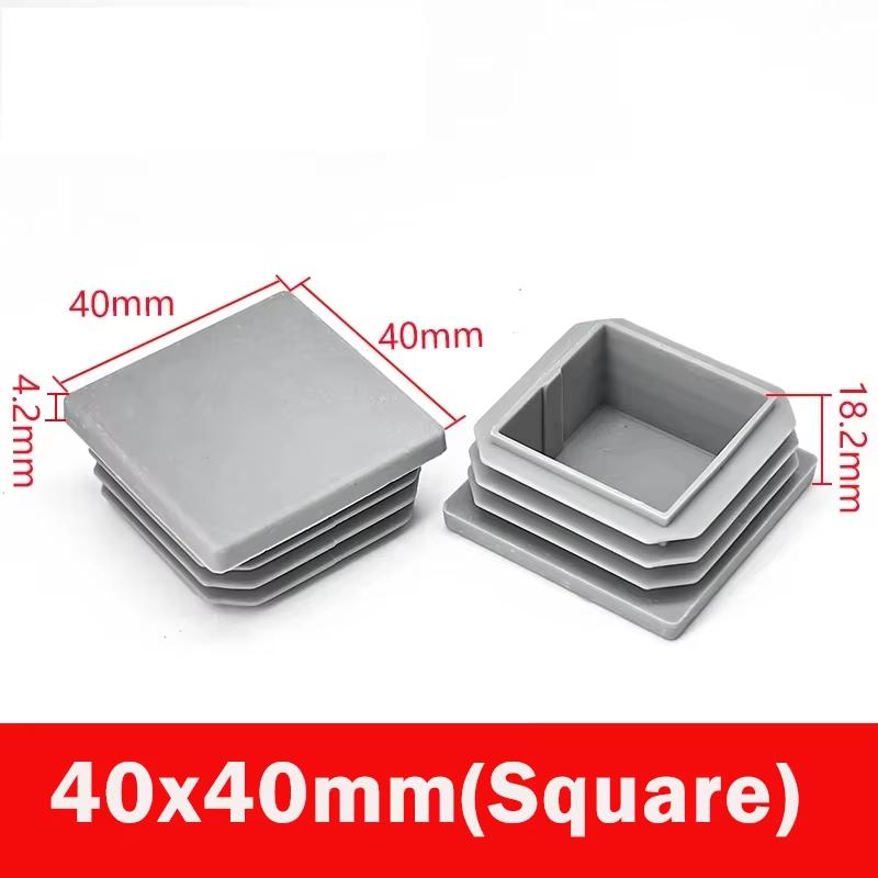 Capace de capăt de blocare din plastic gri, rotunde/pătrate, pentru tuburi/țeavă de 16/19/22/25-100mm, Dopuri, Vârfuri pentru picioare de mobilă/masă, Pad-uri pentru picioare de scaune
