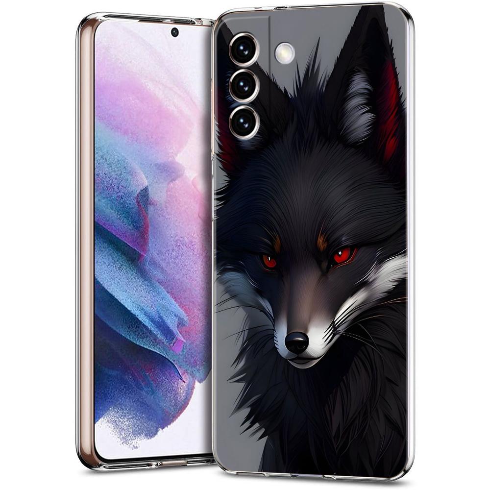 

Прозрачный чехол-бампер для Samsung Galaxy S25 S24 S23 S22 S20 S21 FE Ultra S24 S23 S10 S10E Plus 5G Милый узор с красной лисой for Samsung S25