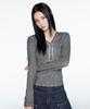 Syupeodeulai Women'S V-Neck Henley Long Sleeve Charcoal Sdfilcq46Chl