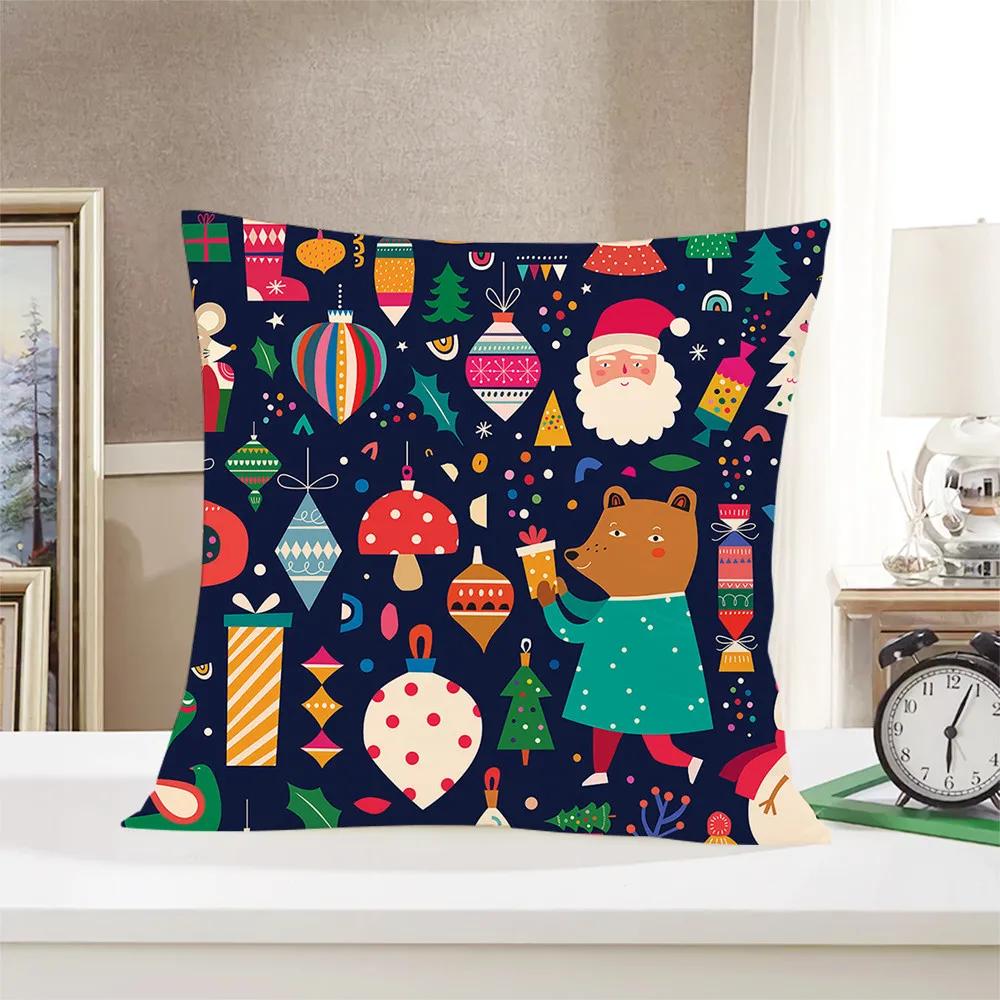 

Moda Merry Christmas Santa Claus Pillow Cover Home Office Decorative Pillowcase 3D Zipper Pillow-case Double-sided Print Style 12x12Inch