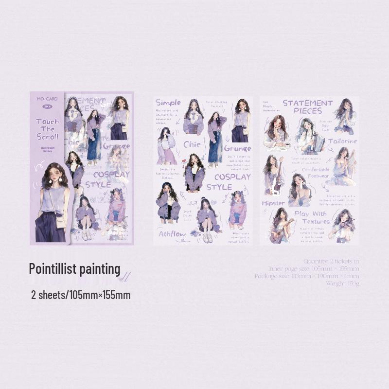 MomoPET Heartbeat Girl Diary Stickers: Retro Design, 2 Sheets/Pack, 6 Styles Available