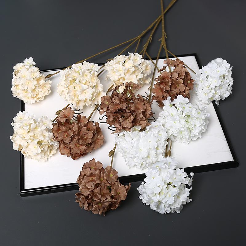 Vierhoofdige Sneeuwvlok Hortensia Kunstbloemstuk voor Bruiloften, Landschapsarchitectuur, Hotel Decoratie en Artistieke Displays.