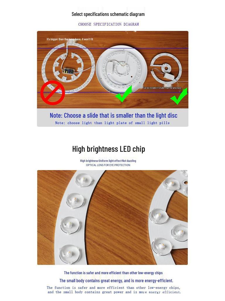 Ceiling LED Light Replacement Panel with Tricolor Changing Beads for Living Rooms