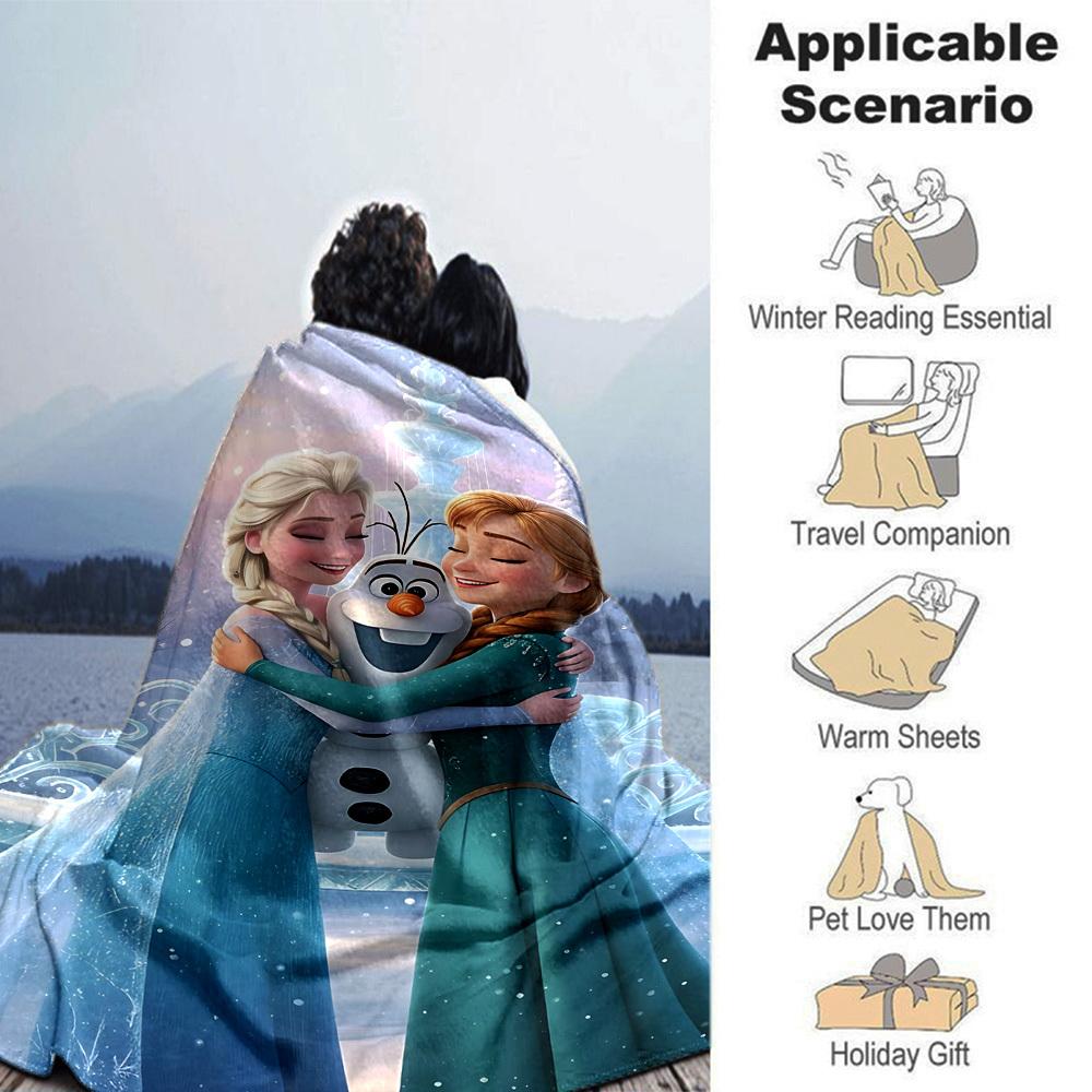 1pc Elsa Frozen Anna blanket Lightweight Flannel Throw for Sofa Bed Travel Camping Livingroom Office Couch Chair