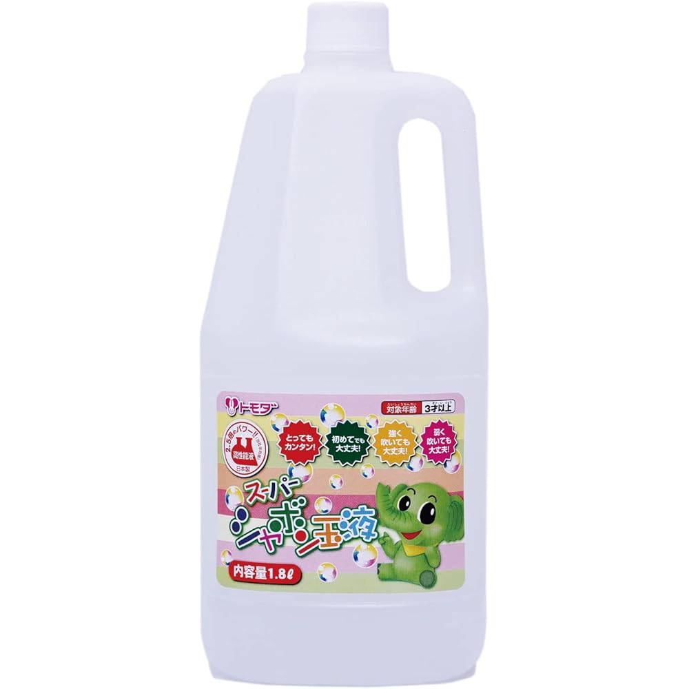 Tomoda Shokai Bubble Solution 1800ml Large Capacity for Small Bubbles Toy Safe Certified