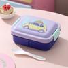 Three Compartment Plastic Lunch Box, Portable Lunch Box, Microwave Heatable Cartoon Lunch Box