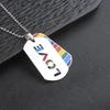 Men's Polished Letter Cross Pendant Necklace - Stainless Steel Rainbow Dog Tag