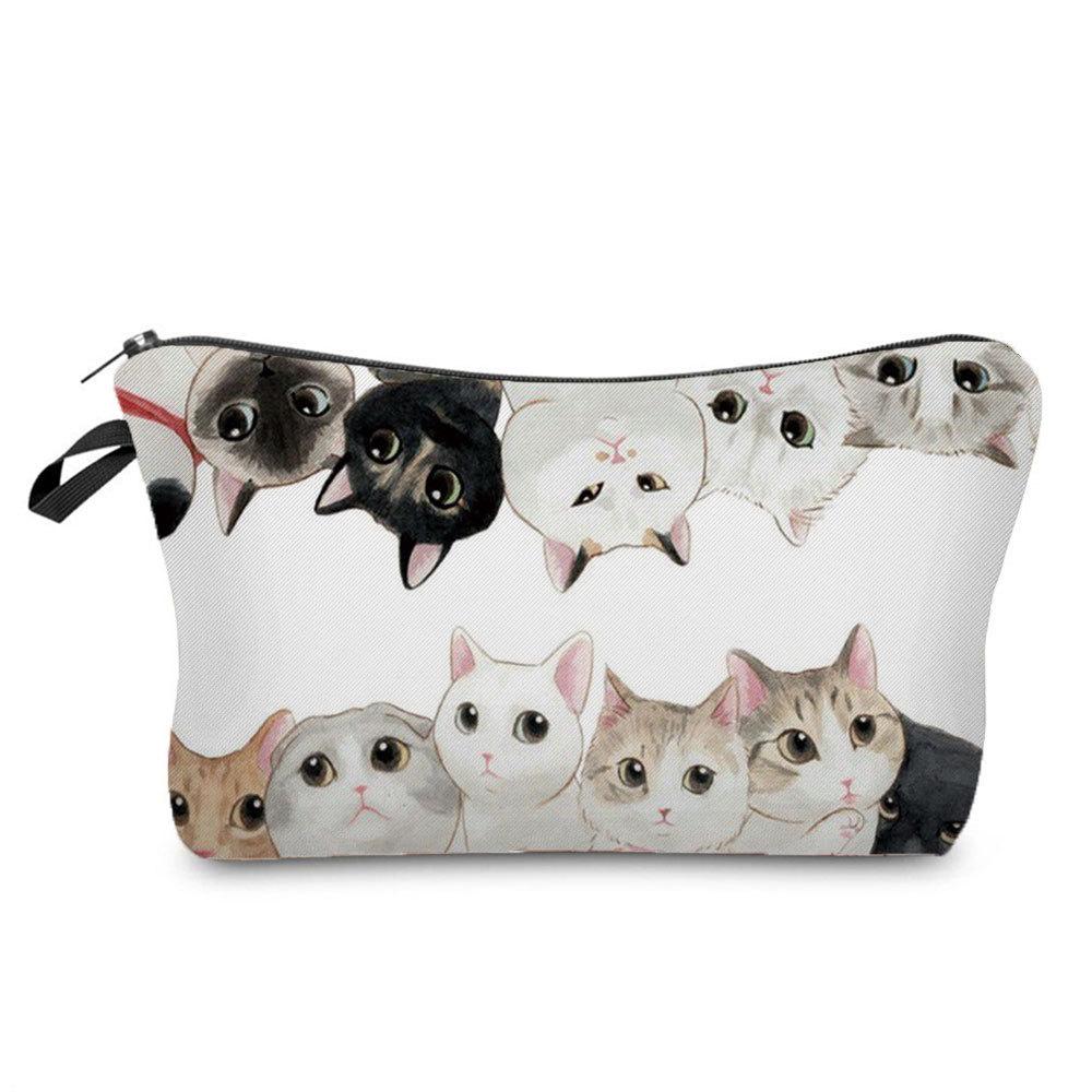Women Cat Print Cosmetic Bag Toiletries Organize Travel Storage Case  6433 KTB