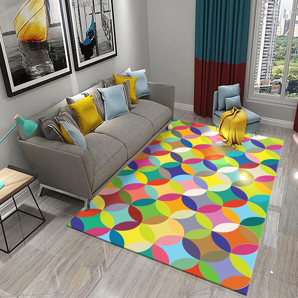 Colorful Lines Circle Geometry Texture Carpet for Bathroom Kitchen Entrance Doormats Anti-slip Rugs Bedroom Decor Floor Carpet