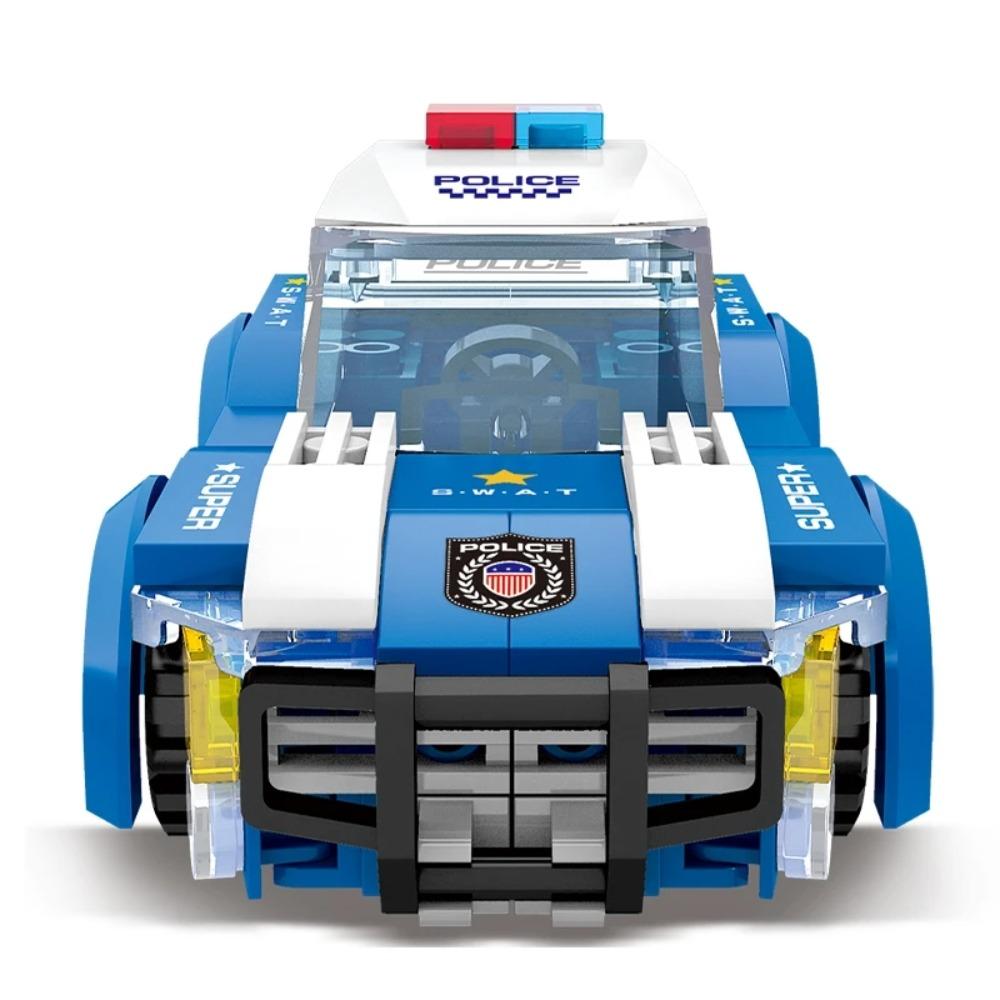100PCS Blue Police Car Building Blocks Set, Creative Construction DIY Toy, Gift for Kids Boys Children