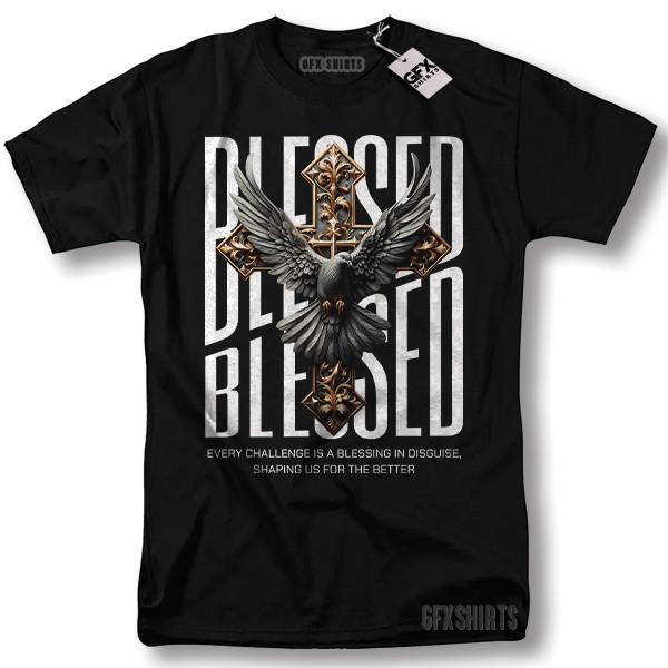 Blessed Faith Prayer Christian Catholic Graphic Design T-shirt L