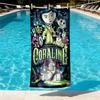 Coraline Print Beach Towel Design, Soft, Lightweight. for Home Bathroom, Spa, Pool, Yoga, Surfing, Camping, Gift for Family, Friend