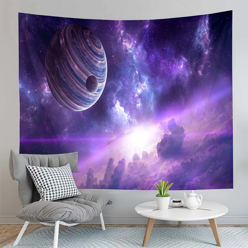 Fantasy Galaxy Tapestry Universe Outer Space Earth Landscape Tapestry Wall Hanging Decor Tapestries Bedroom Living Room Dorm