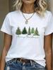 (Asian Size) plaid truck Merry Christmas Women's Top Short Sleeve T-shirts O-neck T Shirt Print  Fashion Casual New Year Clothing Graphic Tee