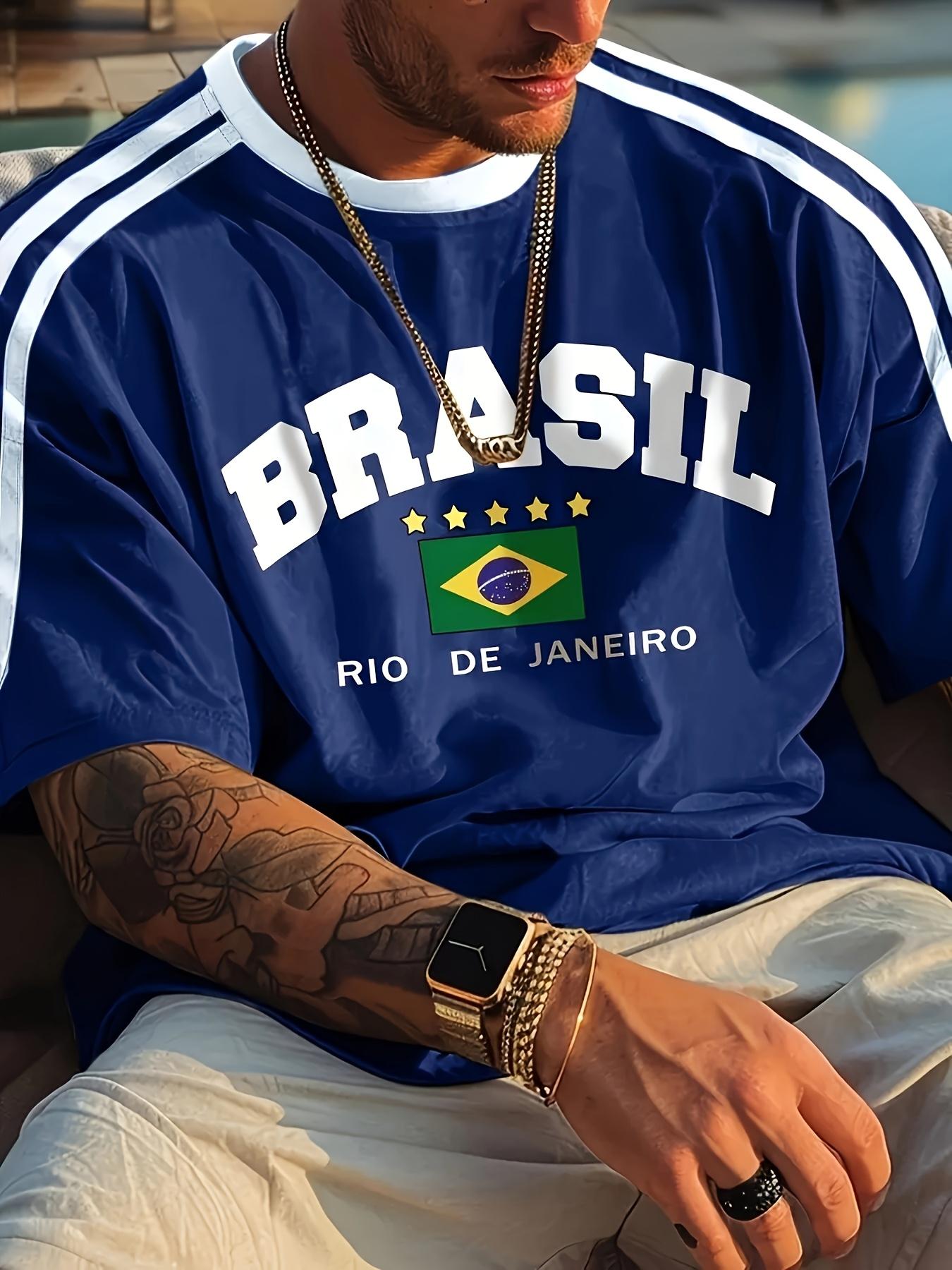 

Summer Men s T-shirt with Brazilian print crewneck Casual and comfortable T-shirt as a gift Outdoor short-sleeved summer T-shirt 6XL