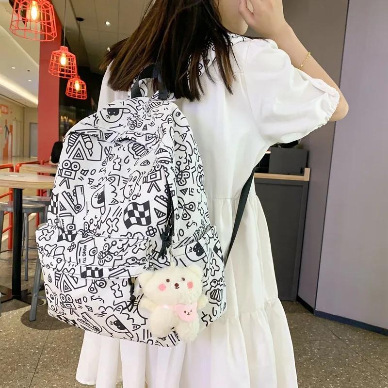 

Trend Graffiti Student Schoolbag Женская корейская версия Forest School Students Girl Backpack Simple Primary School Students