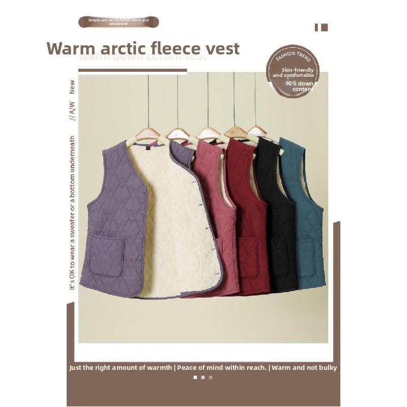 New autumn and winter fleece-lined vest for mothers, thickened and warm, suitable for wearing indoors or as an outer layer to protect against the
