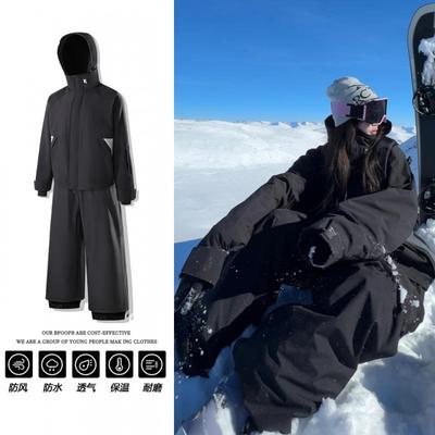 Unisex Zimní Lyžařský Oblek Set Nepromokavý Větruodolný Snowboarding Outdoorová Turistická Bunda Kalhoty Volný Střih S Kapucí