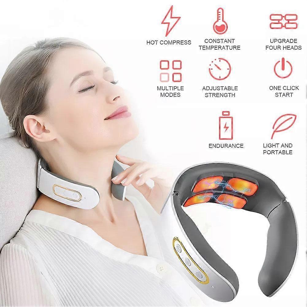 Portable Neck Massager with Heat 6 Modes Rechargeable for Shoulder Relief