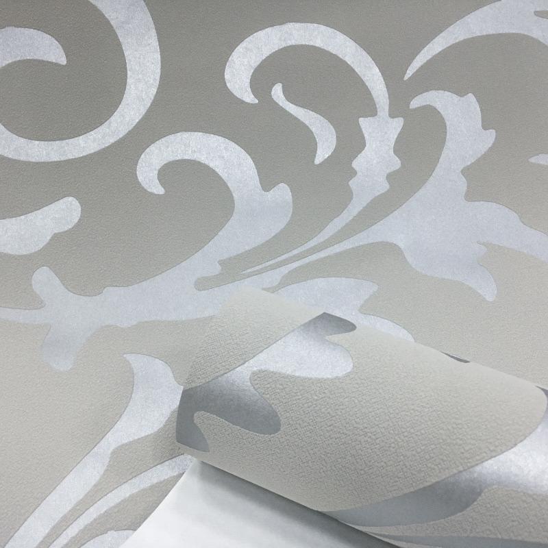 Grå 3D Viktoriansk Damask Preget Tapetrull Stue Soverom Veggbelegg Sølv Blomstret Luksus Tapet Hjemmeinnredning