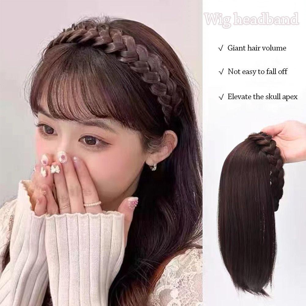 Naturalna syntetyczna opaska na głowę z środkową częścią, modna peruka, opaska na włosy dla kobiet