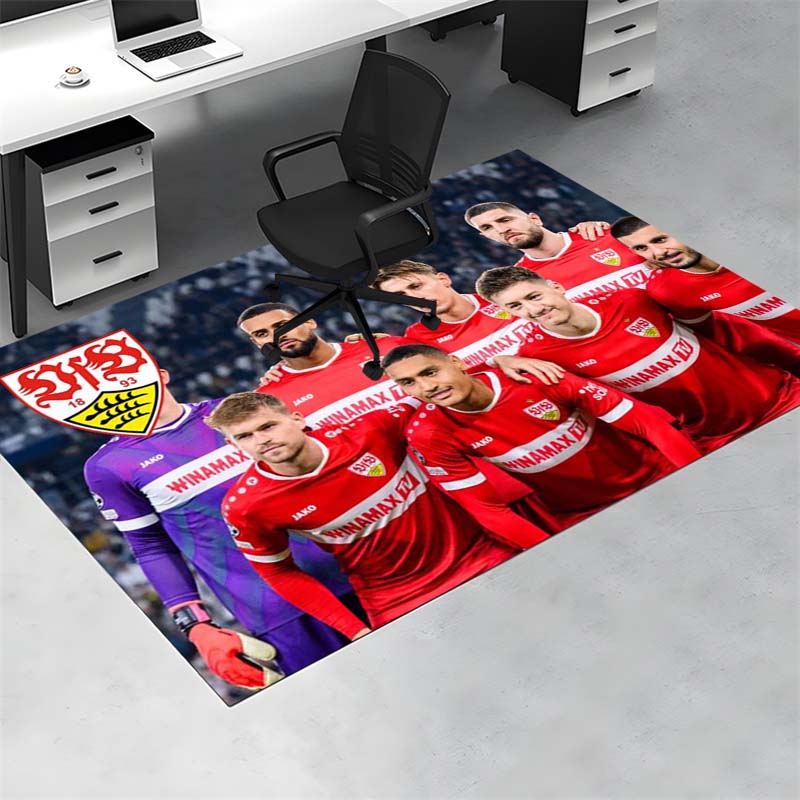 VfB Stuttgart Football Team Group Portrait Print Area Rug Non‑Slip Rectangular Floor Mat Soccer Fan Gaming Decor